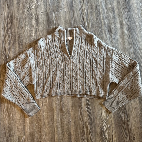 Garage Clothing Gray Sierra Half Zip Cable Knit Sweater XS - Picture 2 of 3